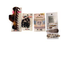 Scunci Hair Accessories Bundle: Claw Clips Elastics & Bobby Pins Set